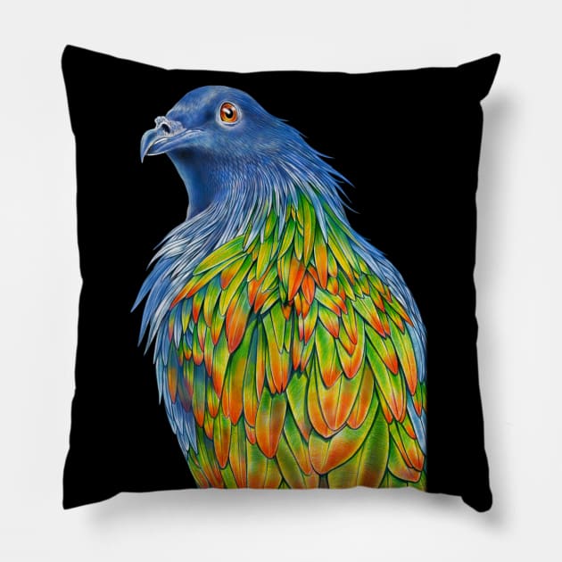 Nicobar Pigeon Pillow by Tim Jeffs Art