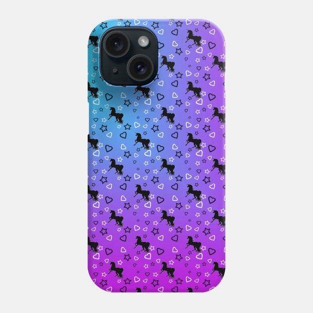 Black Unicorn Pattern (Blue & Pink) Phone Case by BlakCircleGirl