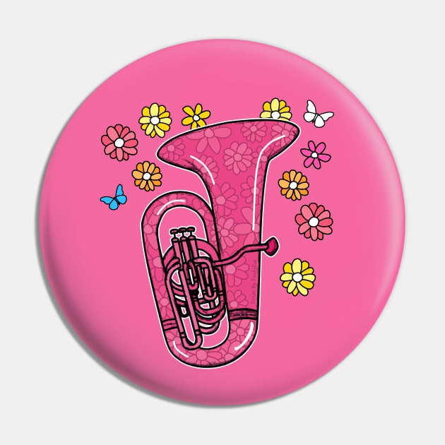 Mothers Day Tuba Mom Female Brass Musician Pin by doodlerob