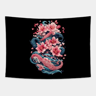 Cherry Blossoms and Waves Tapestry