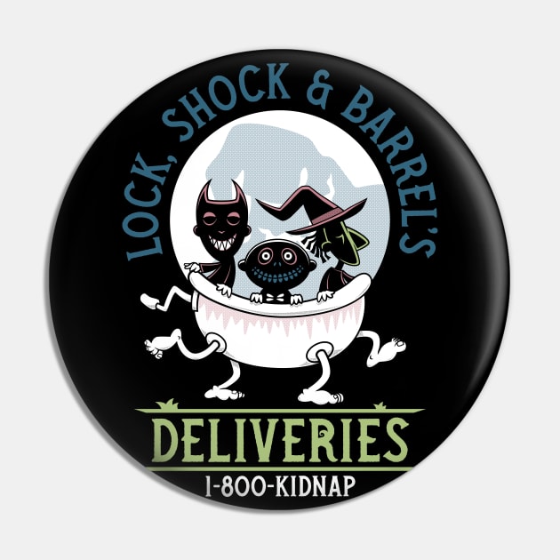 Lock, Shock & Barrel Deliveries - Nightmare - Creepy Cute Christmas Goth Pin by Nemons