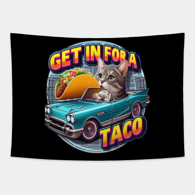 Taco Cat Cruising Tapestry by coollooks