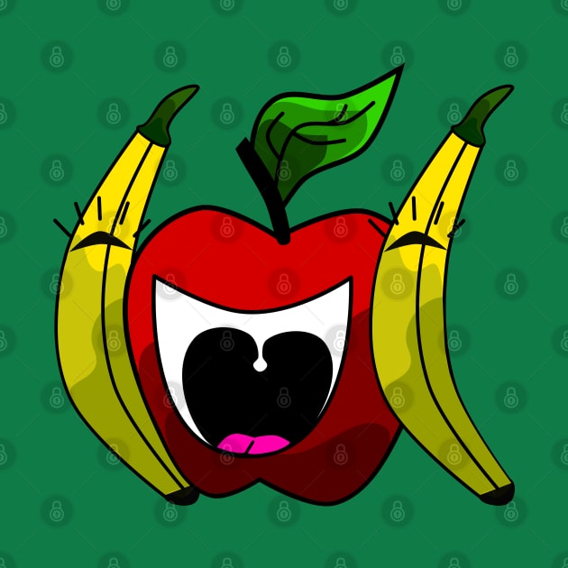 Funny Cute Lol Cartoon Apple and Banana Fruits by Jahmar Anderson