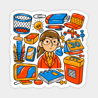 Businesswoman Kawaii Doodle Magnet