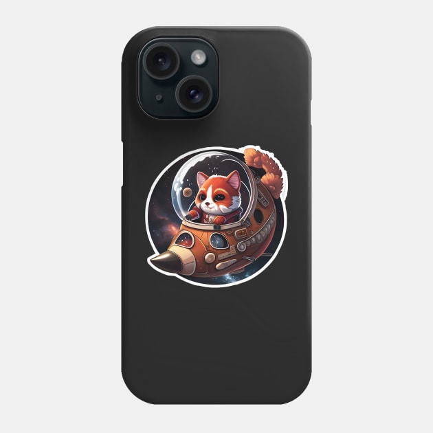 Red Panda Astronaut Pirate Sticker Phone Case by Walford-Designs