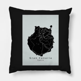 Gran Canaria Spain Island Map dark Pillow