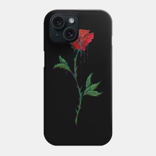 Red Rose With Dripping Ink Phone Case