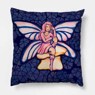 Blue and Pink Mushroom Fairy Pillow