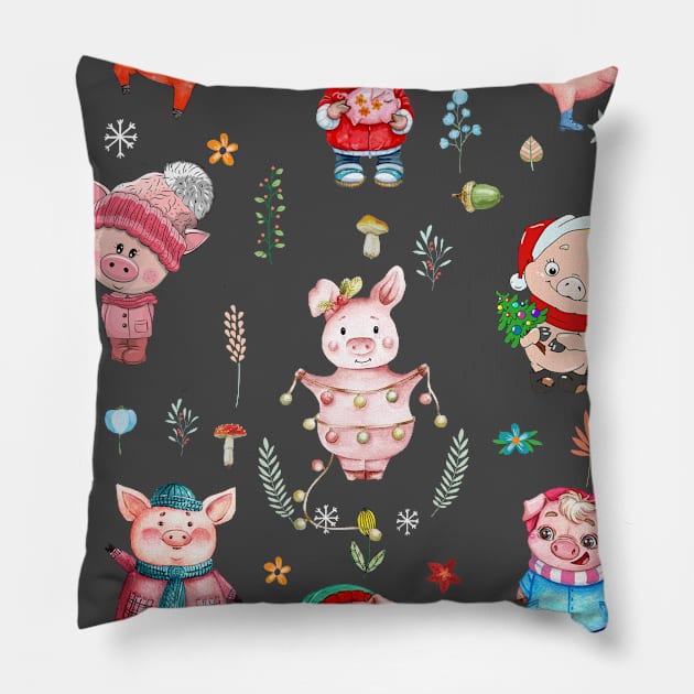 Cute Pig Design. Pillow by tonydale