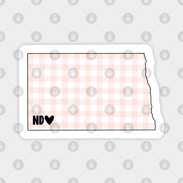 USA States: North Dakota (pink plaid) Magnet by LetsOverThinkIt