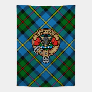 Clan MacLeod Crest over Tartan Tapestry