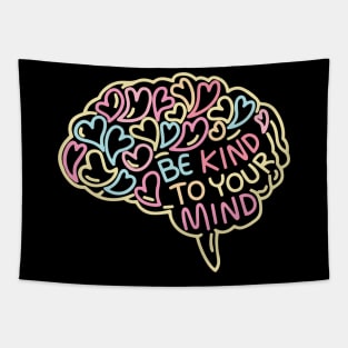 Be Kind To Your Mind Brain Doodle Tapestry