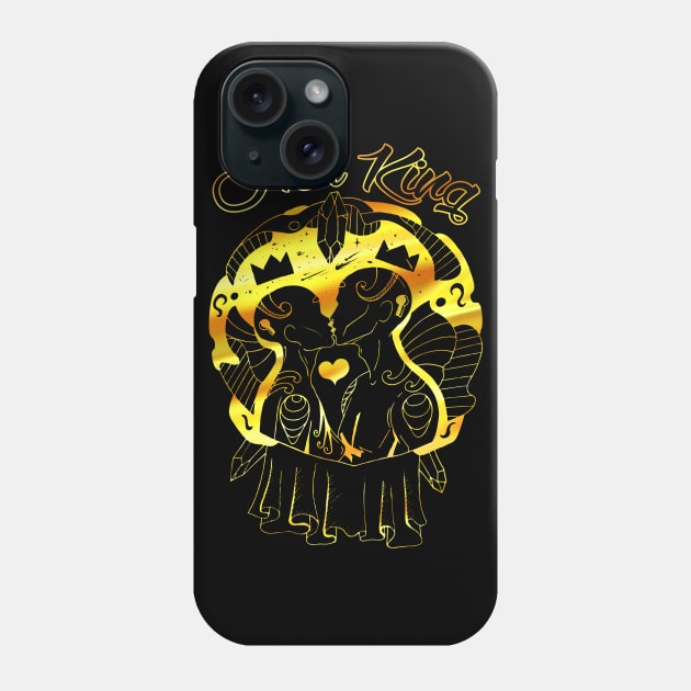 Black Gold Lovers Kiss - Her King Phone Case by kenallouis