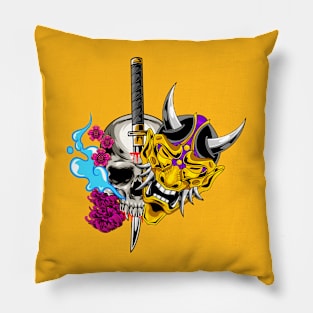 Japanese Oni Skull 4.4 Pillow