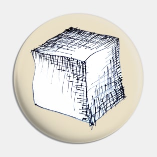 Freehand cube sketch Pin