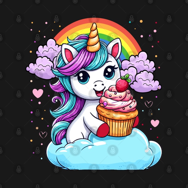 Birthday Unicorn With A Cupcake by BDAZ