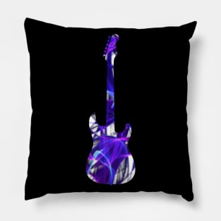 Purple Flame Guitar Silhouette on White Pillow