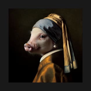 Pig with a Pearl Earring: National Pig Day Parody T-Shirt