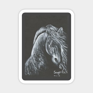 horse white on black Magnet