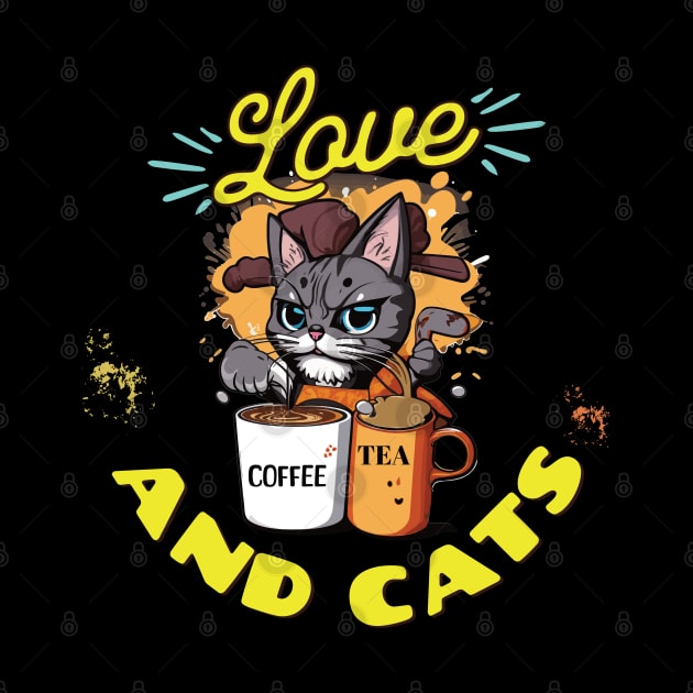 Love coffee, cats and tea by BishBashBosh