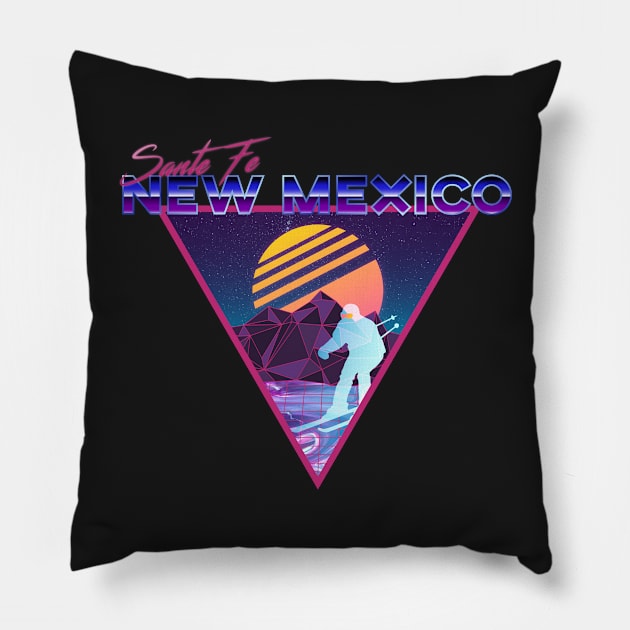 Retro Vaporwave Ski Mountain | Sante Fe New Mexico | Shirts, Stickers, and More! Pillow by KlehmInTime