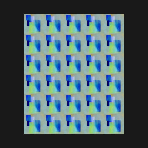 Blue And Green Abstract Watercolor Blocks Tiled Pattern by CozyPixelFluff
