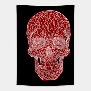 Red skull with white lines Tapestry