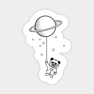 little astronaut panda bear with Saturn balloon Magnet