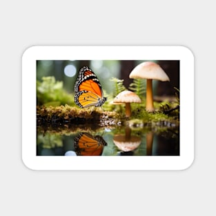 Butterfly Mushroom Nature Serene Peace Magnet