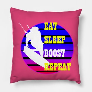 Eat Sleep Boost Repeat Female Kitesufer Retro Sunset Pillow