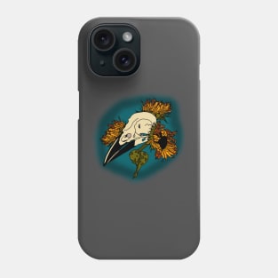 Sunflowers and crow skull Phone Case