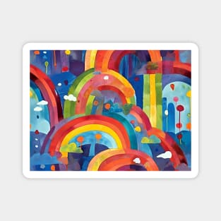 Cute Over The Rainbow Colorful Abstract Landscape Magnet