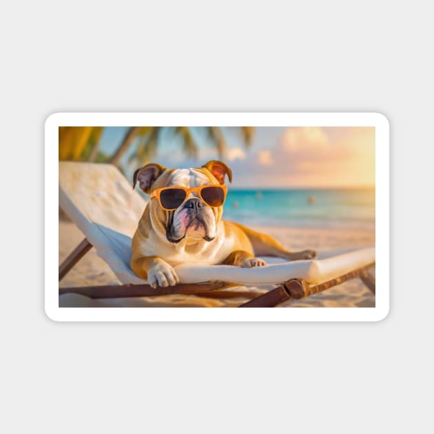 bulldog at the beach Magnet by psychoshadow