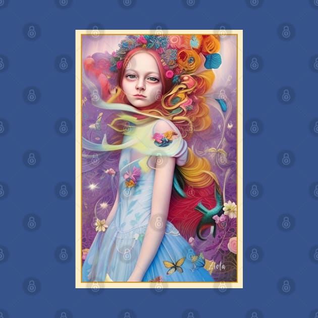 Stunning Alice in Wonderland painting of girl and flowers by ZiolaRosa