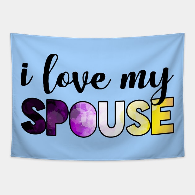 I love my spouse enby Tapestry by Art by Veya