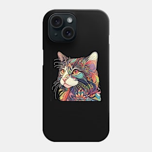 Lady Beautiful Cat Boho Colorful - Cat Lover Phone Case