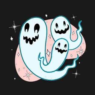 Cute Modern Ghosts Pink T-Shirt