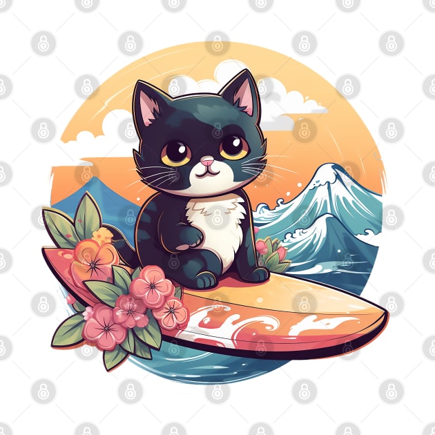 Tuxedo Kitten Surfs by Kona Cat Creationz
