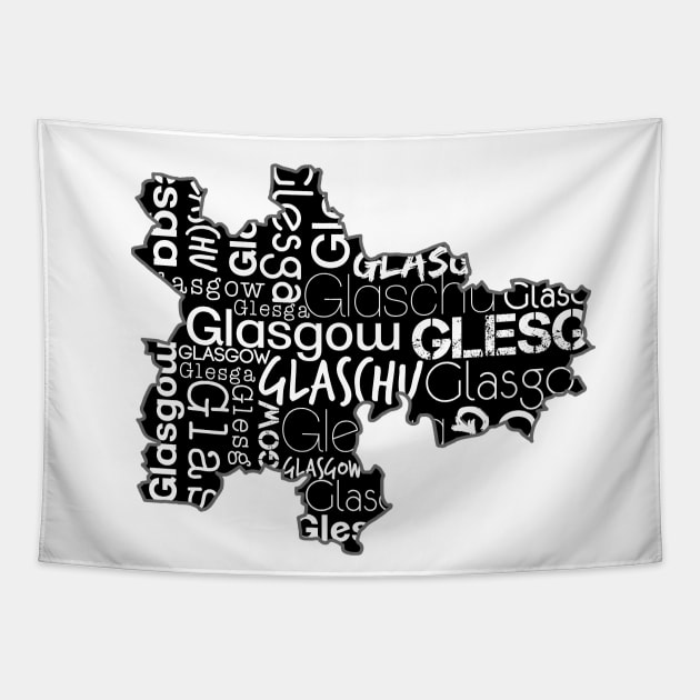 Glasgow City Map With Text Tapestry by MacPean