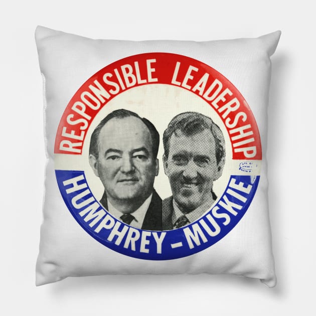 Humphrey and Muskie 1968 Presidential Campaign Button Pillow by Naves