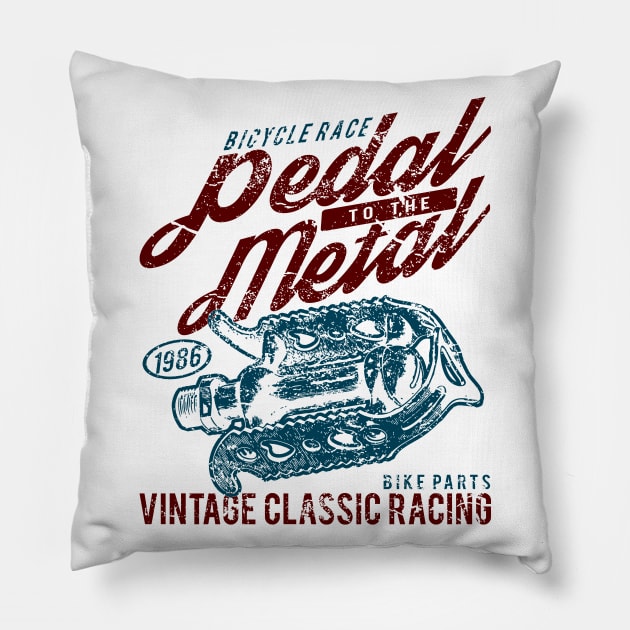 Pedal To The Metal Bicycle Racing Pillow by JakeRhodes