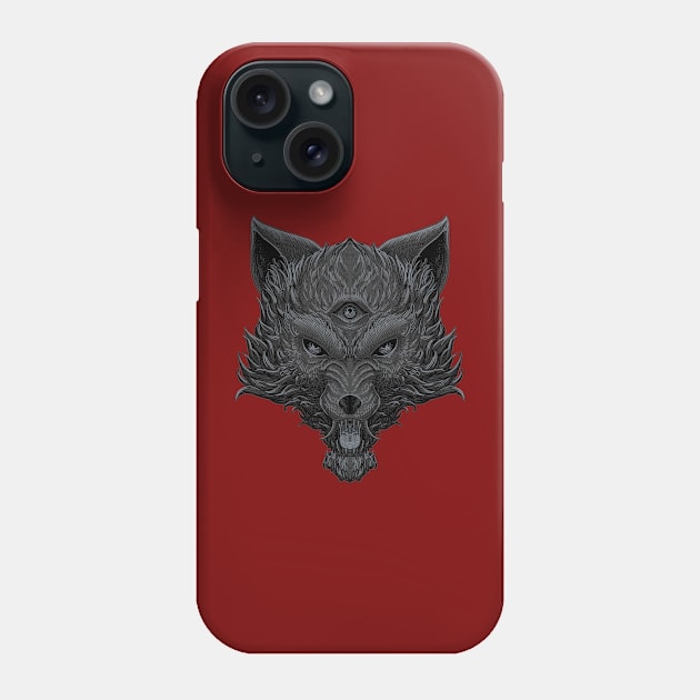 Head of wolf with three eyes Phone Case by Tonymidi Artworks Studio