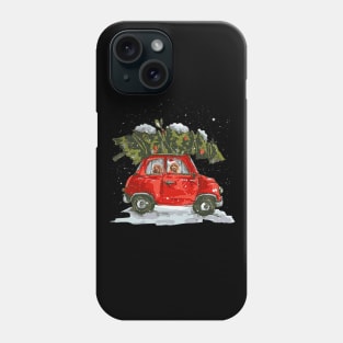 Poodle Riding Red Truck Xmas Merry Christmas Phone Case