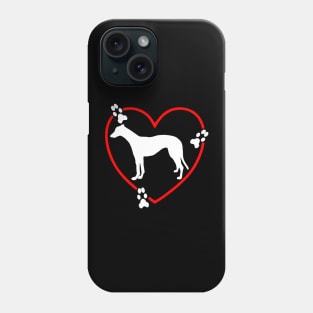 Standing White Greyhound Paw Prints Heart Phone Case