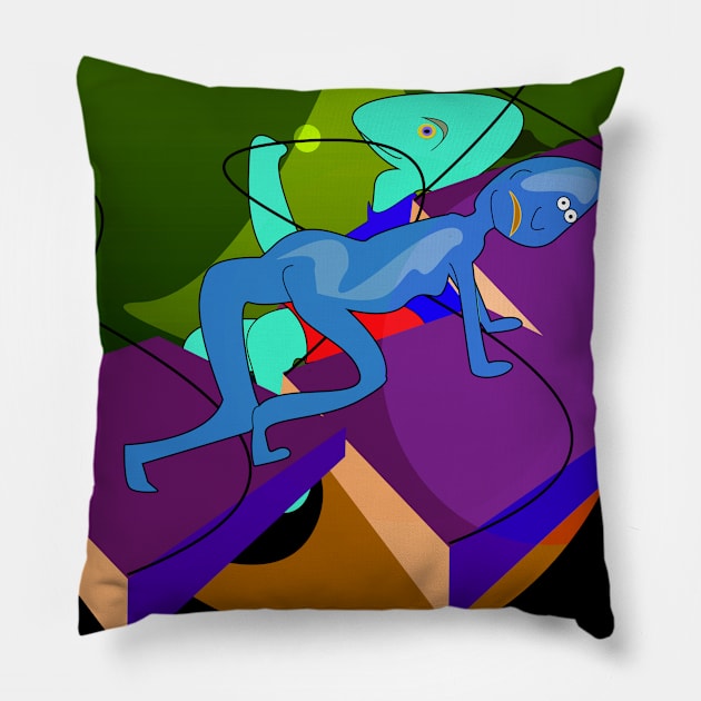 Crazy Aliens Pillow by momomoma