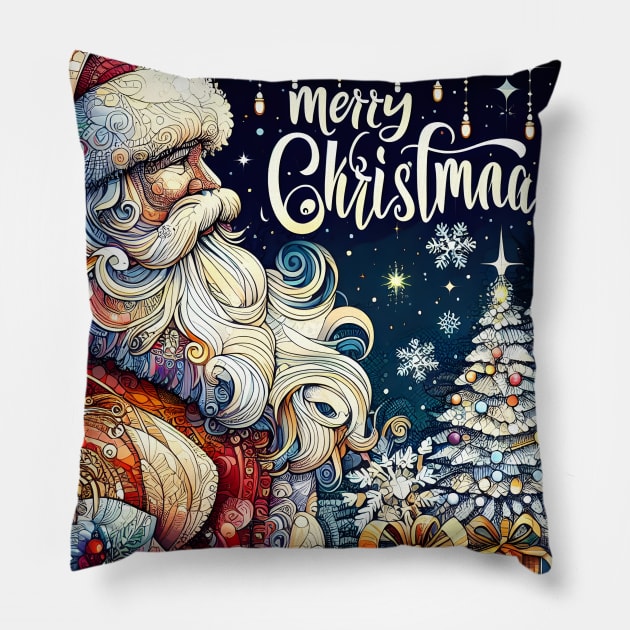 Captivating Christmas: Unleash Cheer with Unique Santa Claus Illustrations! Pillow by insaneLEDP