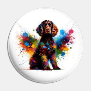 Colorful Irish Water Spaniel in Splash Art Style Pin