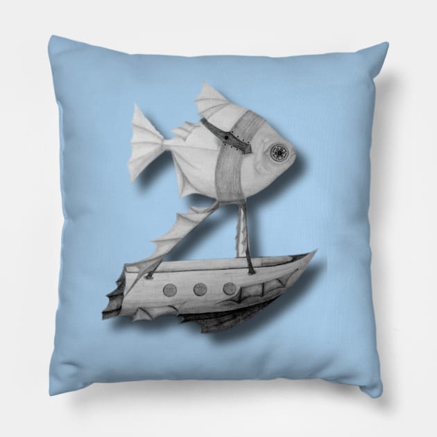 Steampunk Fish Airship Pillow by Steampunksnail