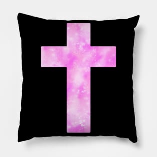 Pink Nebula Cross Pillow