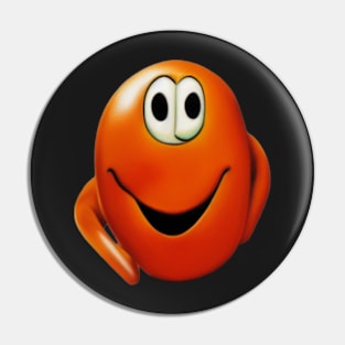 Orange Funny Smiley Pin